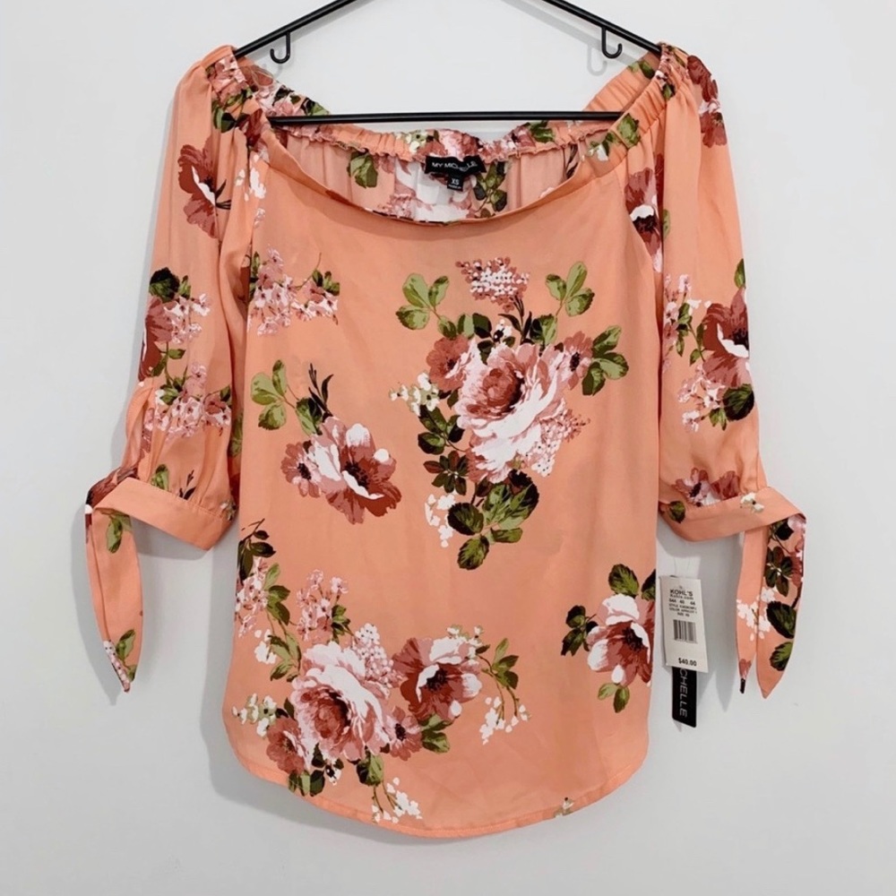 My Michelle Lazy Shoulder Floral Blouse